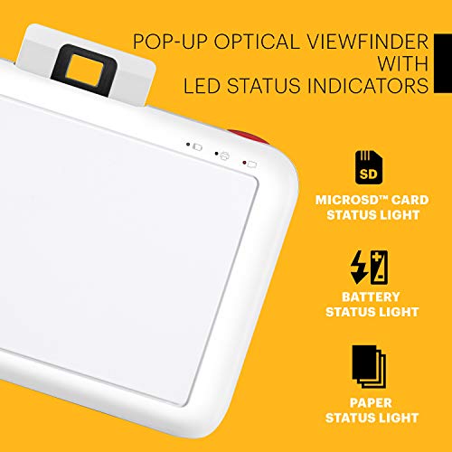 Kodak Step Camera Instant Camera with 10MP Image Sensor, ZINK Zero Ink Technology, Classic Viewfinder, Selfie Mode, Auto Timer, Built-in Flash and 6 Picture Modes | White.