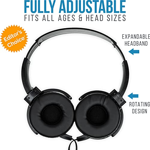 Bulk Classroom Headphones (10 Pack) - On-Ear Premium Student Bulk Headphones: Perfect for Kids, K-12 Classrooms, Schools and Class Sets (Great Value, Durable, Noise Reducing, Comfortable, Easy-to-Clean)