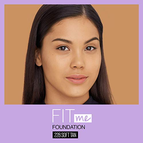 Maybelline Fit Me Dewy + Smooth SPF 18 Liquid Foundation Makeup, Soft Tan, 1 Count