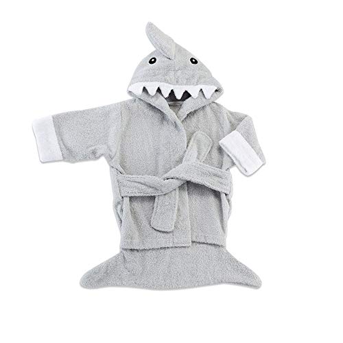 Baby Aspen Gray Baby Shark Hooded Towel Robe,Let The Fin Begin Baby Shower Gifts 0-9 Months, Baby Bath Towel/Spa Robe
