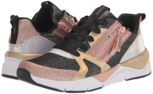 Skechers Kids Street Shine Status 2.0 - Sleek Shin Sneaker, Black/Rose Gold, 13.5 Little Kid