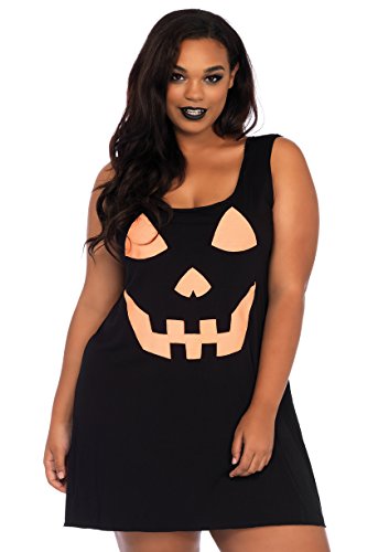 Leg Avenue Women's Casual Jersey Shirt Dress, Black Pumpkin, 1X / 2X
