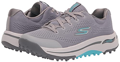 Skechers Women's Go Arch Fit Golf Shoe, Gray/Blue, 8