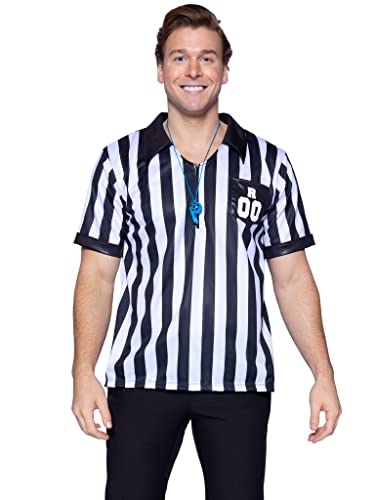 X-Large Leg Avenue 2pc. Men's Referee Shirts w/Whistle, Black/White
