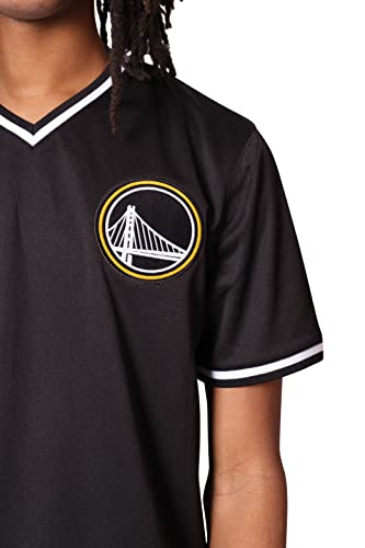 Ultra Game NBA Golden State Warriors Mens Jersey V-Neck Mesh Short Sleeve Tee Shirt, Black, Small