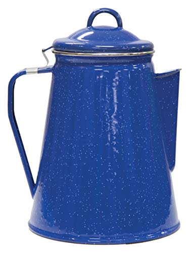 Stansport 8 Cup Enamel Percolator with Four Enamel Mugs, 12-Ounce, Blue