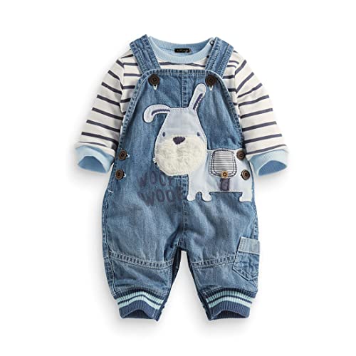 LvYinLi Cute Baby Boys Clothes Toddler Boys' Romper Jumpsuit Overalls Stripe Rompers Sets (3-8 months, Blue)