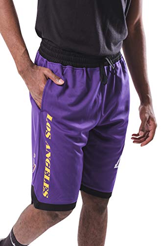 Ultra Game NBA Los Angeles Lakers - Lebron James Mens Active Mesh Basketball Short, Team Color, Small