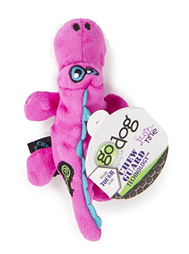 goDog Gators Just for Me Squeaker Plush Pet Toy for Dogs and Puppies, Soft and Durable, Tough and Chew Resistant, Reinforced Seams - Pink, Mini