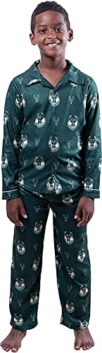 Ultra Game NBA Milwaukee Bucks Youth 2 Piece Soft Tee Shirt and Lounge Pants Sleepwear Loungewear Pajama Set, Team Color, 10/12