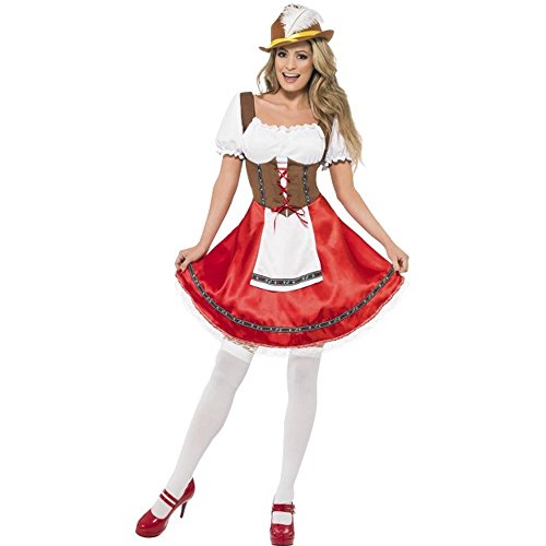 Smiffys womens Bavarian Wench Adult Sized Costume, White and Red, XL - US Size 18-20