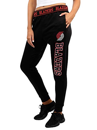 Ultra Game NBA Portland Trail Blazers Womens Jogger Pants Active Basic Fleece Sweatpants , Black, X-Large