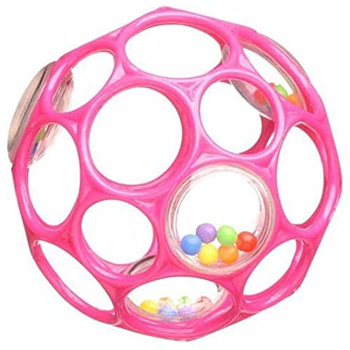 Bright Starts Oball Rattle Easy-Grasp Toy - Pink, Ages Newborn - 1 Count (Pack of 1)