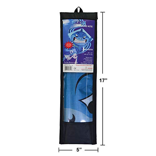 In the Breeze Shark 30 Inch Diamond Kite - Single Line - Includes Kite Line and Bag - Fun Printed Design
