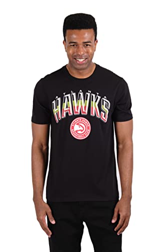 Ultra Game -NBA Atlanta Hawks Mens Arched Plexi Short Sleeve Tee Shirt, Black, Large Small