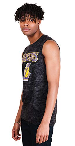 Ultra Game NBA Los Angeles Lakers Mens Jersey Sleeveless Muscle T-Shirt, Black Space Dye, Medium