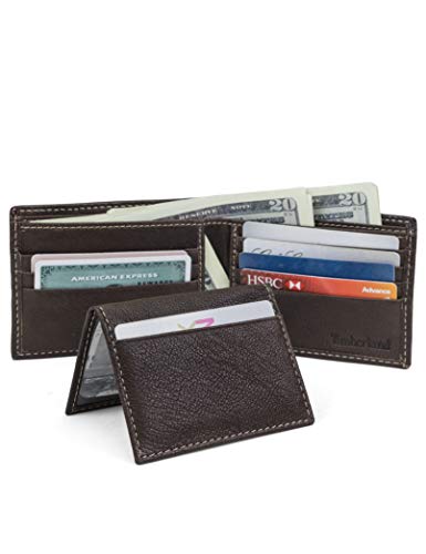 Timberland mens Genuine Leather Rfid Blocking Passcase Security Wallet Billfold, Dark Brown, One Size US