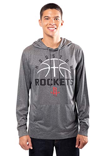 Ultra Game NBA Houston Rockets Mens Super Soft Lightweight Pullover Hoodie, Heather Charcoal , Medium