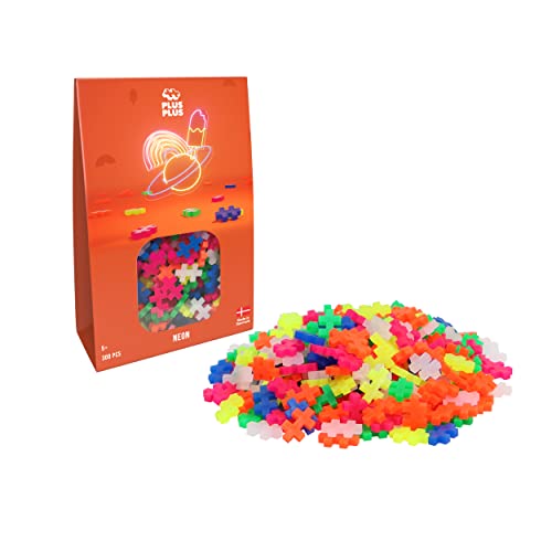 PLUS PLUS – Neon Mix - 300 Piece, Construction Building Stem/Steam Toy, Mini Puzzle Blocks for Kids