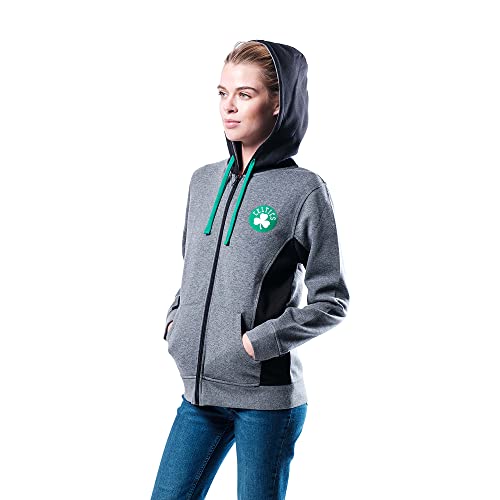 NBA Boston Celtics Women's Soft Fleece Full Zip Hoodie Sweatshirt Jacket, Black, S