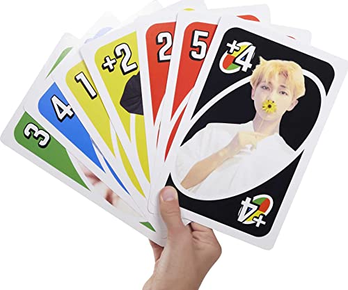 Mattel Games Giant UNO BTS Card Game with 108 Cards Based on BTS Global Superstars Global Boy Band, Gift for Boys and Girls Age 7 Years and Older