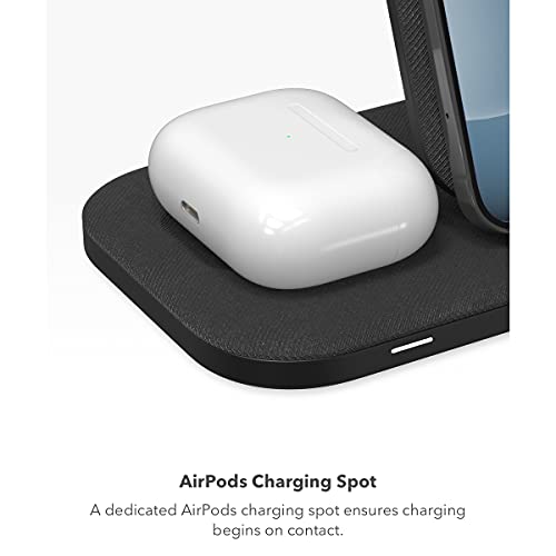 mophie 3-in-1 Wireless Charging Stand for Apple iPhone, AirPods/AirPods Pro and Watch, 7.5W Fast Charging, Stylish Gloss Finish, Portrait or Landscape Smartphone Charging Mode, Black