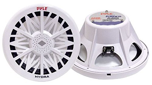 Pyle Single Outdoor Marine Audio Subwoofer - 600 Watt 12 Inch White Waterproof Bass Loud Speaker For Marine Stereo Sound System, Under Helm or Box Case Mount in Small Boat, Marine Vehicle PLMRW12
