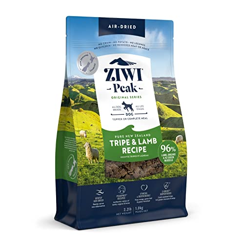 ZIWI Peak Air-Dried Dog Food – All Natural, High Protein, Grain Free and Limited Ingredient with Superfoods (Tripe and Lamb, 2.2 lb)