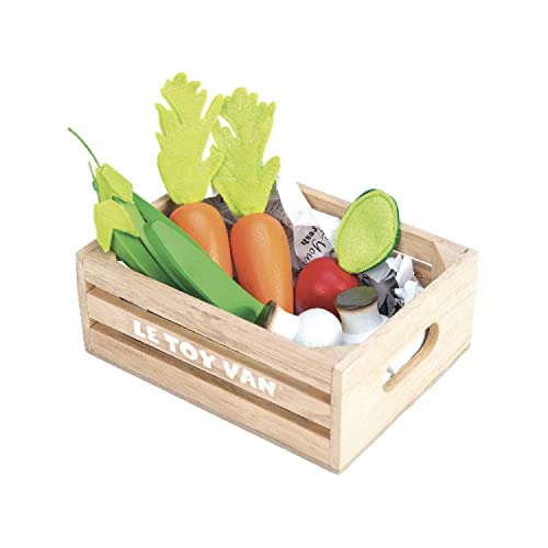 Le Toy Van Honeybake Collection Vegetables '5 A Day' Crate Set Premium Wooden Toys for Kids Ages 3 Years and Up