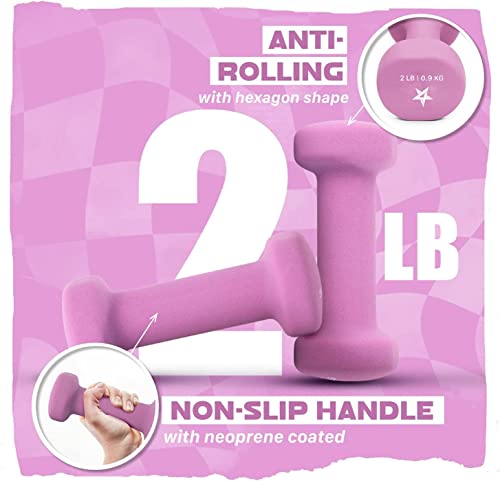 Yes4All Exercise amp Fitness Ibs Yes4All Non Slip Hexagon Neoprene Dumbbells 2lbs Neoprene Dumbbell Set for Muscle Toning Stren, A-Purple-2 lbs (pair), 2 Pair US