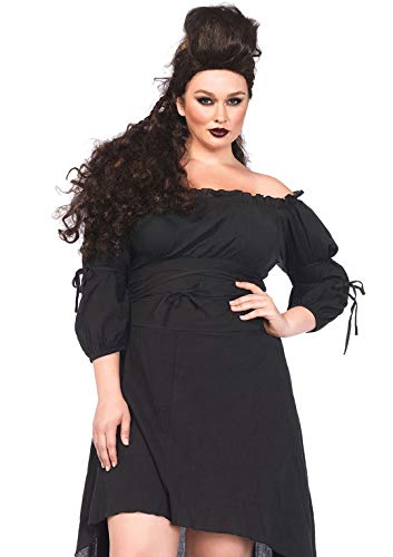 Leg Avenue Women's Plus High Low Peasant Dress costume accessories, Black, 1X 2X US