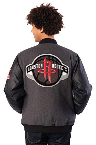 Ultra Game NBA Houston Rockets Mens Full Zip Classic Varsity Jacket, Charcoal Heather, XX-Large