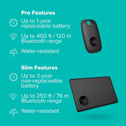 Tile Performance Pack 2-pack (1 Pro, 1 Slim)- Bluetooth Tracker, Item Locator and Finder for Keys, Wallets and more; Easily Find All Your Things. Phone Finder. iOS and Android Compatible.