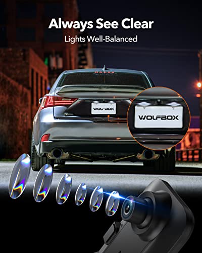 WOLFBOX G850 4K Mirror Dash Cam,12'' Mirror Dash Cam Front and Rear,1080P Rear View Mirror Camera,Dual Dash Camera for Cars with 64GB TF Card and GPS,Super Night Vision,Parking Monitoring