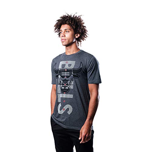 Ultra Game NBA Chicago Bulls Mens Upright Logo Short Sleeve Tee Shirt, Charcoal Heather, X-Large