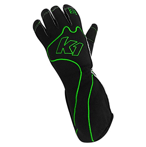 K1 Race Gear RS1 Reverse Stitch Kart Racing Gloves (Green/Black, Medium) - 13-RS1-V-M