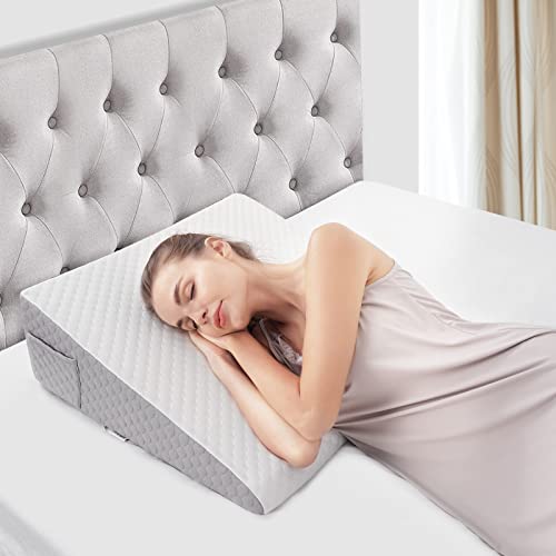 Forias 7.5' Bed Wedge Pillow for After Surgery Triangle Pillow Wedge for Acid Reflux Gerd Snoring Back Pain, Air Layer Sleeping Wedge Cover | Memory Foam Top