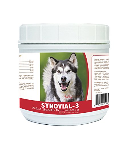 Healthy Breeds Synovial-3 Dog Hip and Joint Support Soft Chews for Alaskan Malamute - OVER 200 BREEDS - Glucosamine MSM Omega and Vitamins Supplement - Cartilage Care - 120 Ct