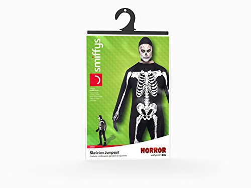 Smiffys mens Skeleton Adult Sized Costume, Black, M - US Size 38 -40