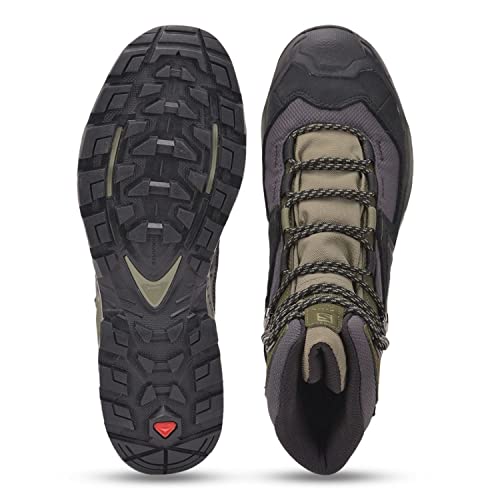 Salomon Quest Element Gore-TEX Hiking Boots for Men, Black/Deep Lichen Green/Olive Night, 10.5