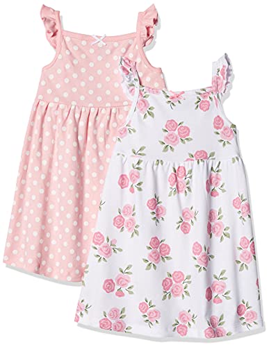Hudson Baby Infant and Toddler Girl Cotton Dresses Soft Pink Roses, 6-9 Months
