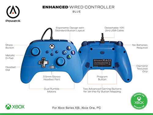 PowerA Enhanced Wired Controller for Xbox Series X|S - Blue