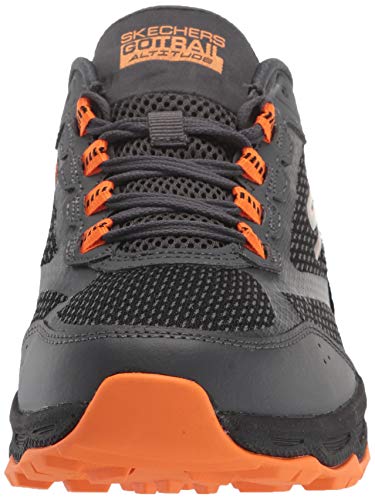 Skechers Men's GOrun Altitude-Trail Running Walking Hiking Shoe with Air Cooled Foam Sneaker, Charcoal/Orange, 9
