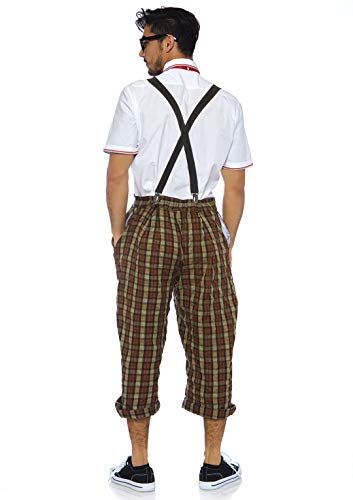 Leg Avenue mens 4pc.nerdy Ned,plaid Pants, Suspenders, Bow Tie, Glasses Adult Sized Costumes, Brown, Small US