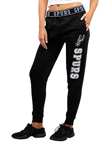Ultra Game NBA San Antonio Spurs Womens Jogger Pants Active Basic Fleece Sweatpants , Black, Small