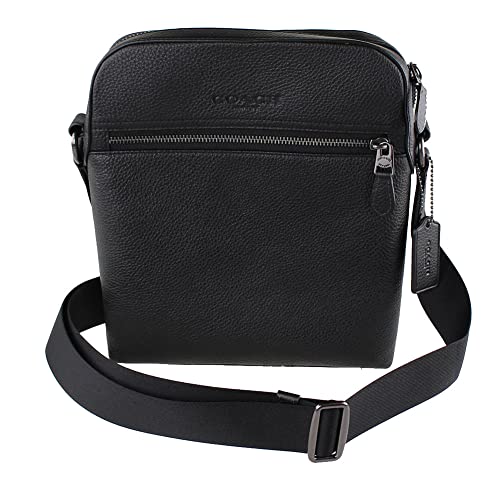 Coach Mens Houston Flight Pebbled Leather Shoulder Bag Black Small
