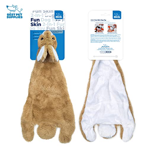 Best Pet Supplies 2-in-1 Stuffless Squeaky Dog Toys with Soft, Durable Fabric for Small, Medium, and Large Pets, No Stuffing for Indoor Play, Holds a Plastic Bottle - Hare, Large
