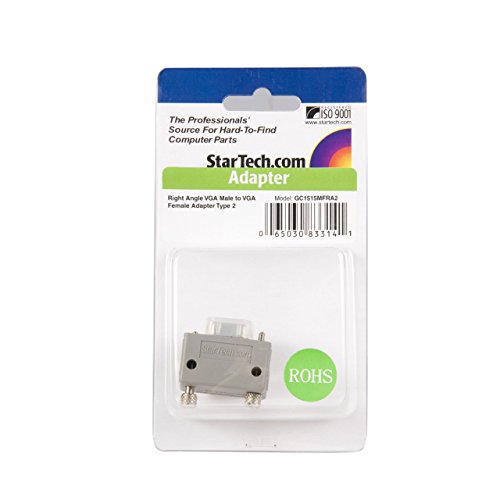 StarTech.com Right Angle VGA Adapter - Right Angle VGA to VGA - Male/Female - Type 2 - Male VGA to Female VGA (GC1515MFRA2),Gray