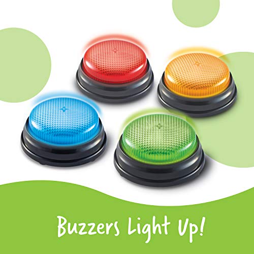 Learning Resources Lights and Sounds Buzzers, Game Show and Classroom Buzzers, Family Game Night, Game Show Buzzers, Classroom Accessories, Set of 4, Ages 3+
