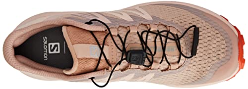 Salomon Sense Ride 4 Running Shoes for Women Trail, Sirocco/Peachy Keen/Red Orange, 10